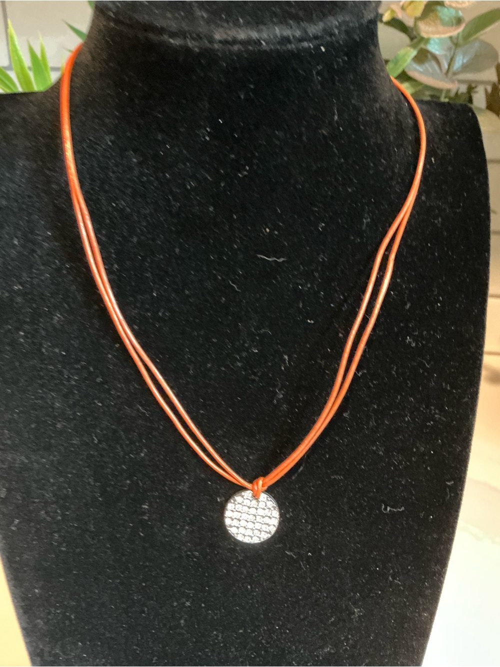 Crystal Disc Pendant Necklace on  Cord